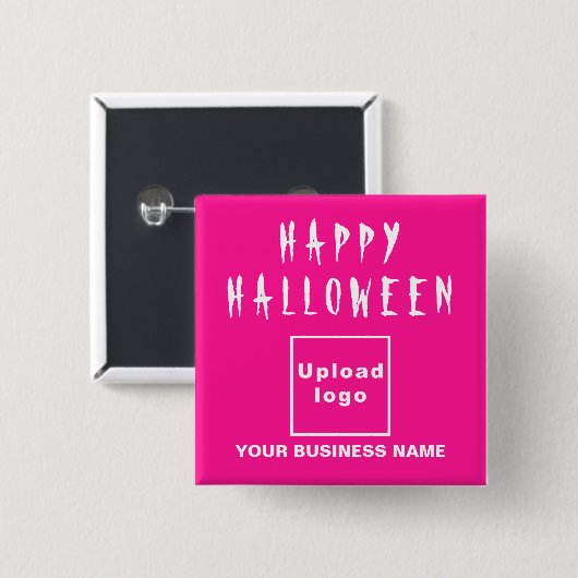 geschäftliches Halloween-Gruß auf rosa Square-Form Button (Vorne & Hinten)