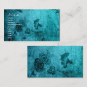 Geschäfts-blaue Vintage Blumenbeschaffenheit Visitenkarte (Vorne/Hinten)