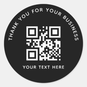 Geschäfts-Danke-Schwarz QR-Code individuell Runder Aufkleber