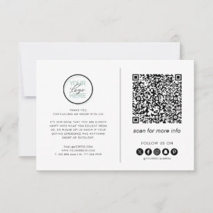 Geschäfts-Dankeschön – Logo, QR-Code und soziale M Dankeskarte