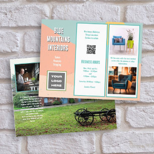Geschäfts-Flyer Z-gefaltet QR-Code Foto-Vorlagen Flyer
