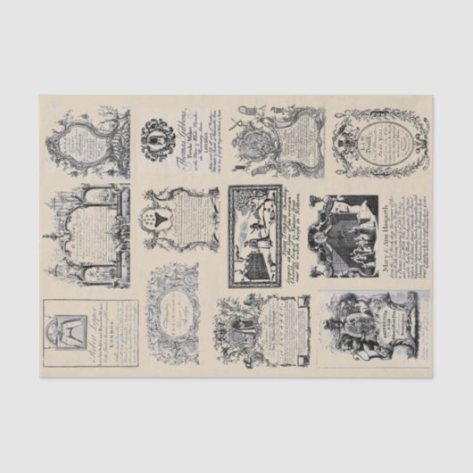 Geschäfts-Handels-Karten-Sammlung des 18. Seidenpapier (Vorderseite)