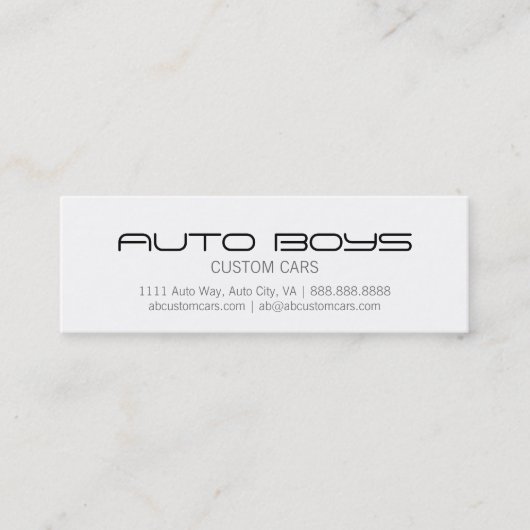 Geschäfts-Karte - Auto-Silhouette Mini Visitenkarte (Vorderseite)