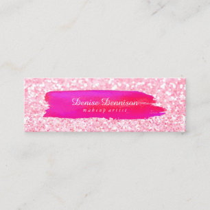 Geschäfts-Karte - Brushstroke-Glitzer-Rosa Mini Visitenkarte
