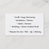 Geschäfts-Karte Catering Company Visitenkarte (Rückseite)