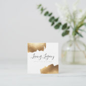 GESCHÄFTS-KARTE | Goldbürste Minimalistisch Quadratische Visitenkarte (Stehend Vorderseite)