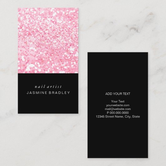 Geschäfts-Karte - stark vereinfachtes Glitzer-Rosa Visitenkarte (Vorne/Hinten)