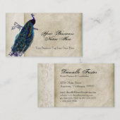Geschäfts-Karten - aquamariner Vintager Pfau 8 u. Visitenkarte (Vorne/Hinten)