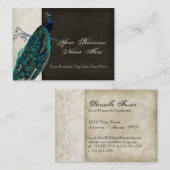 Geschäfts-Karten - aquamariner Vintager Pfau 8 u. Visitenkarte (Vorne/Hinten)