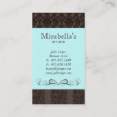 Geschäfts-Karten-Damast-Blumen-blaues Schwarzes Visitenkarte (Rückseite)