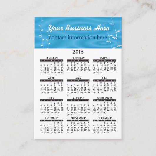 Geschäfts-Karten-Kalender-Blau-Wellness-Center Visitenkarte (Vorderseite)