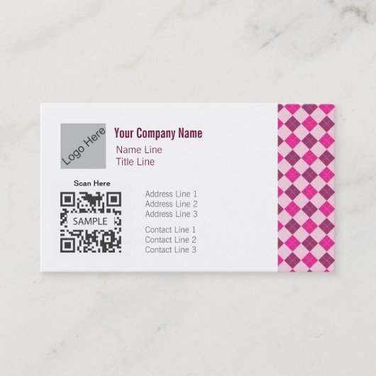 Geschäfts-Karten-Schablonen-generische rosa Raute Visitenkarte (Vorderseite)