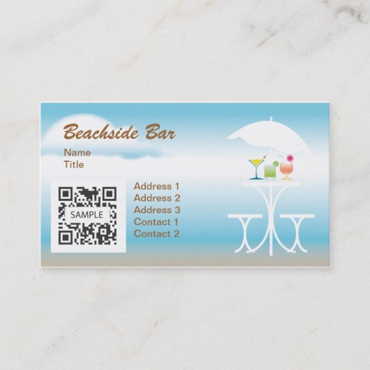 Geschäfts-Karten-Schablonen-strandnahes Bar Visitenkarte (Vorderseite)