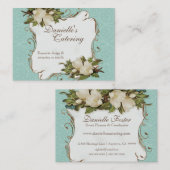 Geschäfts-Karten - Vintage Magnolien-Blumendamast Visitenkarte (Vorne/Hinten)