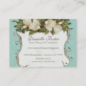 Geschäfts-Karten - Vintage Magnolien-Blumendamast Visitenkarte (Rückseite)