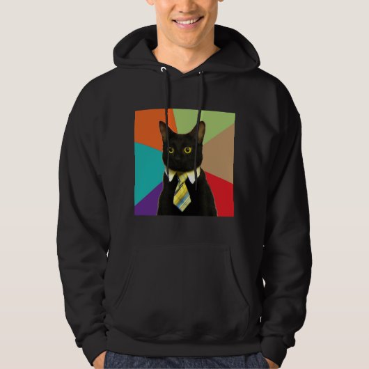 Geschäfts-Katzen-Ratetier Meme Hoodie (Vorderseite)
