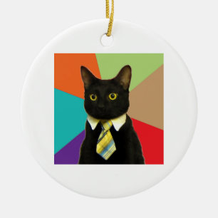 Geschäfts-Katzen-Ratetier Meme Keramik Ornament