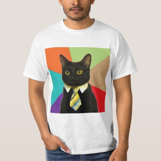 Geschäfts-Katzen-Ratetier Meme T-Shirt (Vorderseite)