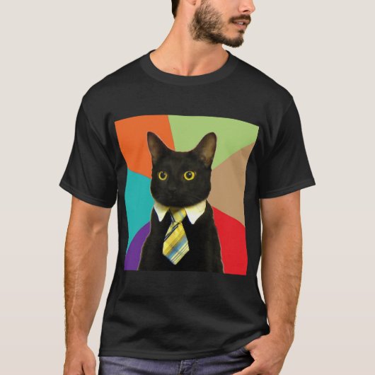 Geschäfts-Katzen-Ratetier Meme T-Shirt (Vorderseite)