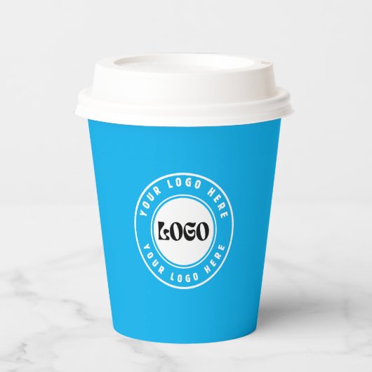 Geschäfts LOGO blau und weiß Professionell   Pappbecher (Vorderseite)