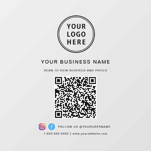 Geschäfts-Logo QR-Code Fensteraufkleber (Blatt)