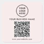 Geschäfts-Logo QR-Code Rosa Quadratischer Aufkleber (Vorderseite)