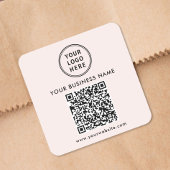 Geschäfts-Logo QR-Code Rosa Quadratischer Aufkleber