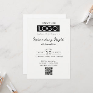 Geschäfts-Netzwerk-Dinner-Event-Logo-QR-Code Einladung