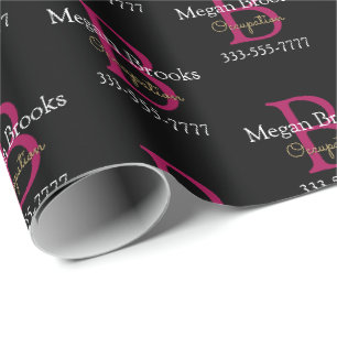 Geschäfts-Promo, Name, Monogramm und Titel auf Sch Geschenkpapier