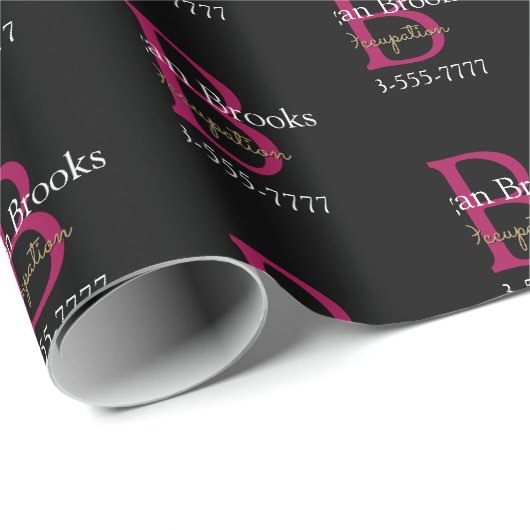 Geschäfts-Promo, Name, Monogramm und Titel auf Sch Geschenkpapier (Rolleneckpunkt)