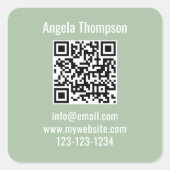 Geschäfts-QR-Code benutzerdefiniert Basic Grün Quadratischer Aufkleber (Vorderseite)
