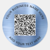 Geschäfts-QR-Code Blau Runder Aufkleber (Vorderseite)