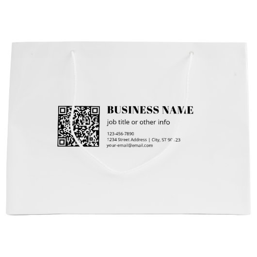 Geschäfts-QR-Code & editierbarer retro-moderner Te Große Geschenktüte (Vorderseite)