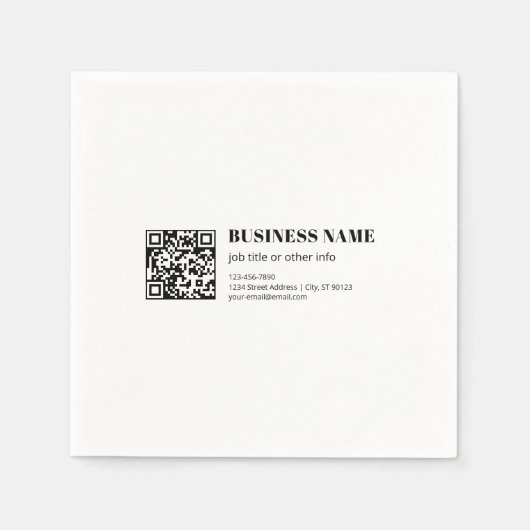 Geschäfts-QR-Code & editierbarer retro-moderner Te Serviette (Vorderseite)