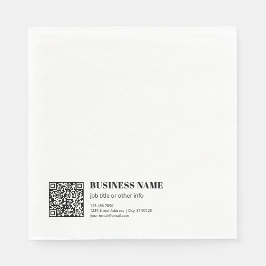 Geschäfts-QR-Code & editierbarer retro-moderner Te Serviette (Vorderseite)