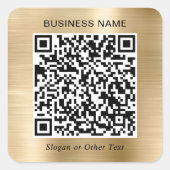 Geschäfts-QR-Code Gold Quadratischer Aufkleber (Vorderseite)