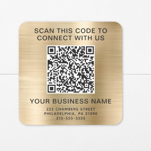 Geschäfts-QR-Code Gold Quadratischer Aufkleber