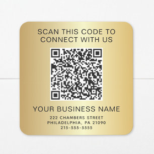 Geschäfts-QR-Code Gold Quadratischer Aufkleber