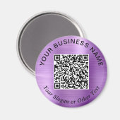 Geschäfts-QR-Code Lila Werbeartikel Magnet (Vorderseite/Rückseite)