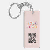 Geschäfts-QR-Code-Logo Blush-Pink Schlüsselanhänger (Vorderseite links)