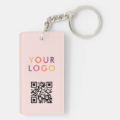 Geschäfts-QR-Code-Logo Blush-Pink Schlüsselanhänger (Rückseite)