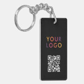 Geschäfts-QR-Code-Logo Schwarz Schlüsselanhänger (Vorderseite links)