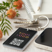 Geschäfts-QR-Code-Logo Schwarz Schlüsselanhänger (Vorderseite rechts)
