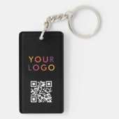 Geschäfts-QR-Code-Logo Schwarz Schlüsselanhänger (Rückseite)