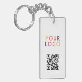 Geschäfts-QR-Code-Logo Weiß Schlüsselanhänger (Vorderseite links)
