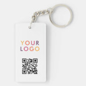 Geschäfts-QR-Code-Logo Weiß Schlüsselanhänger (Rückseite)