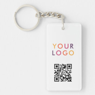 Geschäfts-QR-Code-Logo Weiß Schlüsselanhänger