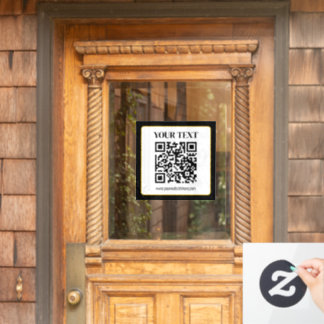 Geschäfts-QR-Code mit oberem und unterem Text, Sch Fensteraufkleber