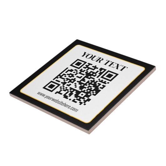 Geschäfts-QR-Code mit oberem und unterem Text, Sch Fliese (Seite)