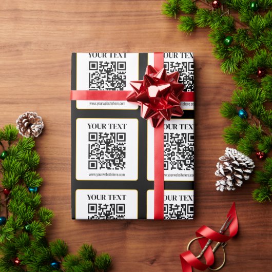 Geschäfts-QR-Code mit oberem und unterem Text, Sch Geschenkpapier (Feiertagsgeschenk)